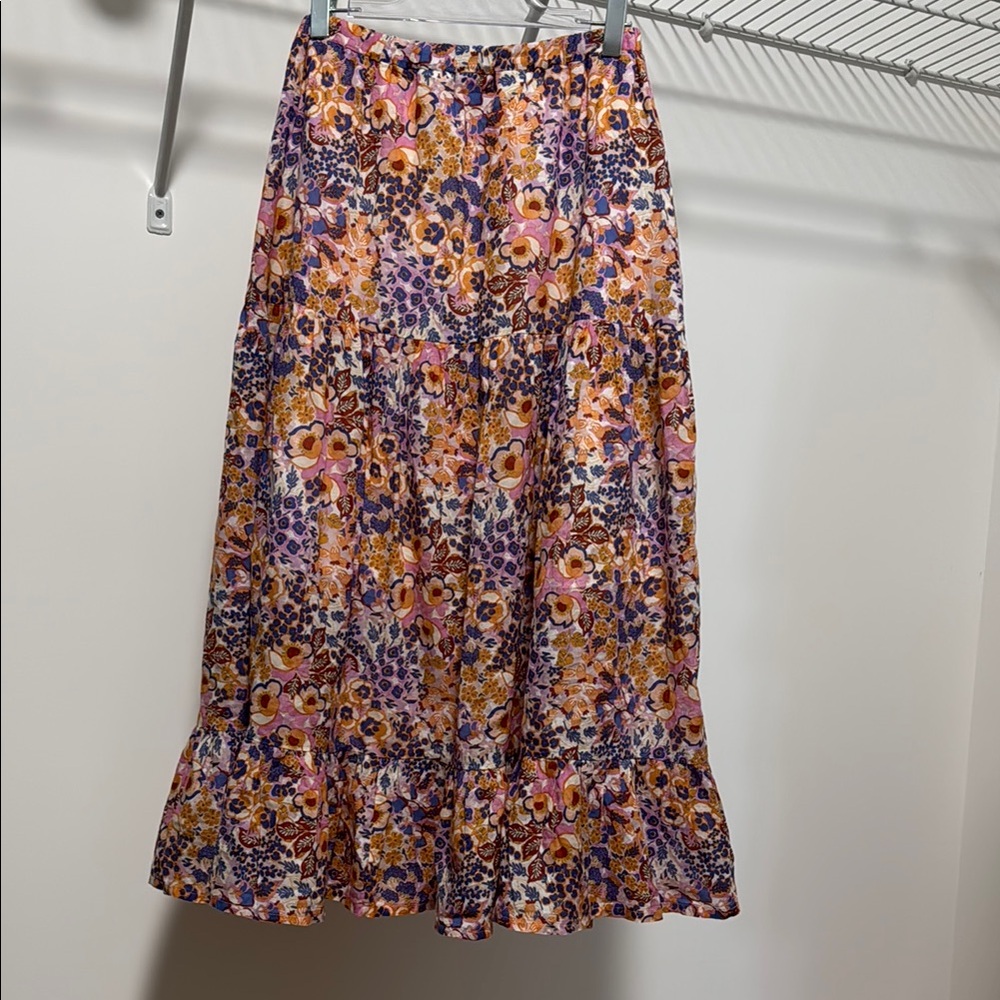 Indee Parigi Floral Midi Skirt Pink Girl’s Size S (16)